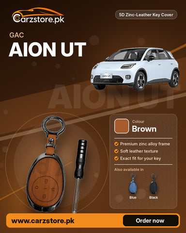 5D Zinc-Leather Key Cover for GAC Aion UT – Brown