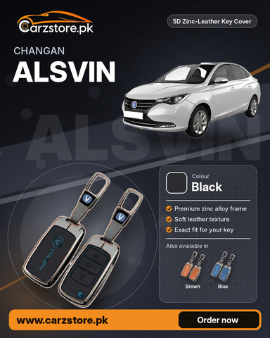 5D Zinc-Leather Key Cover for Changan Alsvin – Black