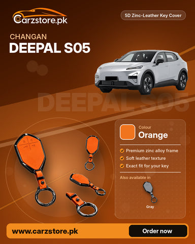 5D Zinc-Leather Key Cover for Changan Deepal S05 – Orange