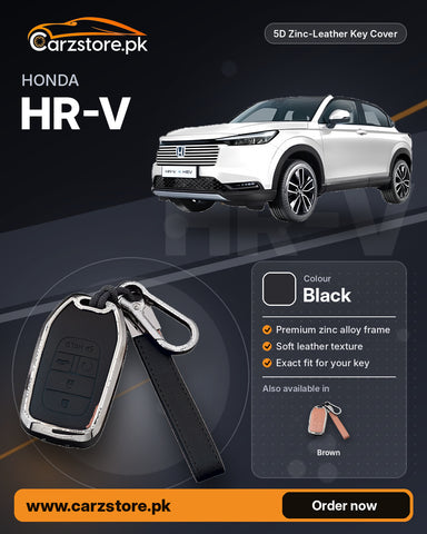 5D Zinc-Leather Key Cover for Honda HR-V – Black