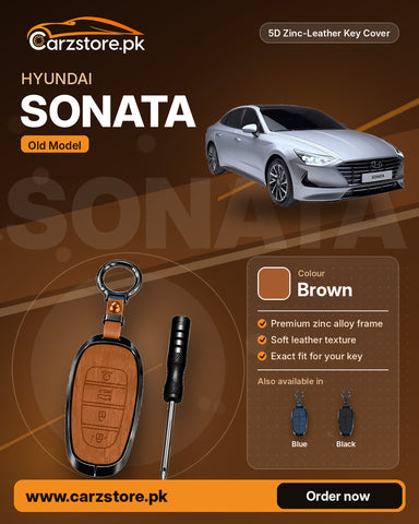 5D Zinc-Leather Key Cover for Hyundai Sonata (Old Model) – Brown