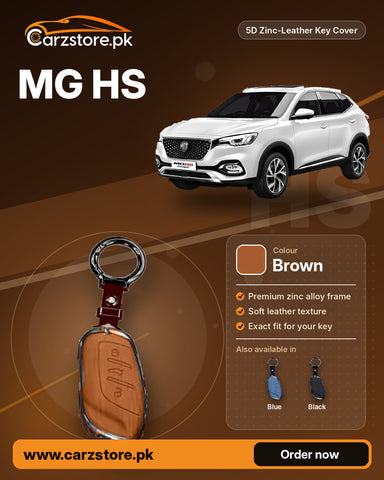 5D Zinc-Leather Key Cover for MG HS – Brown