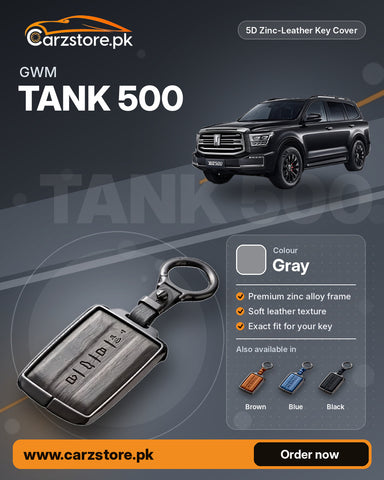 5D Zinc-Leather Key Cover for GWM Tank 500 – Gray