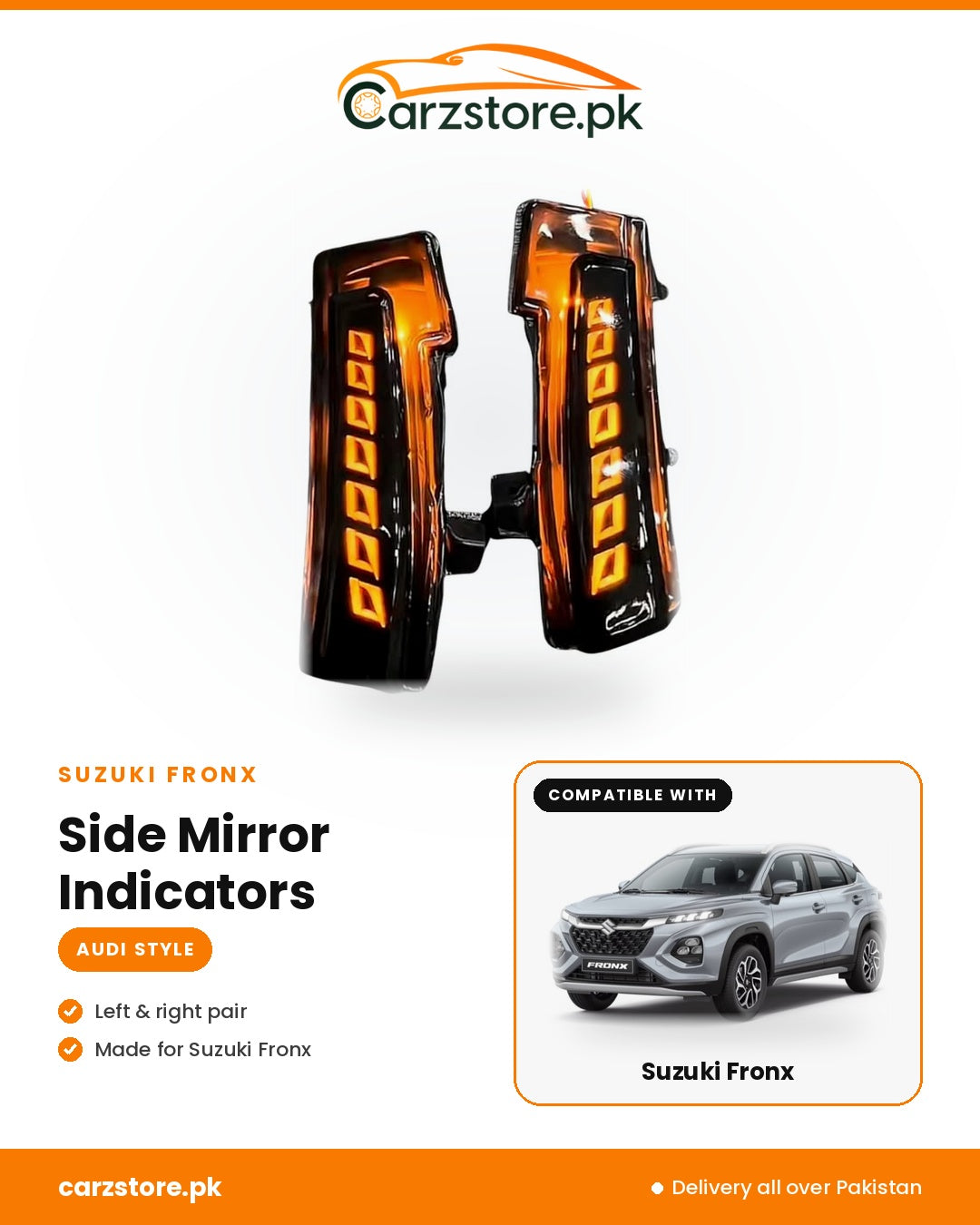 Suzuki Fronx Side Mirror Indicators – Audi Style dynamic sequential LED