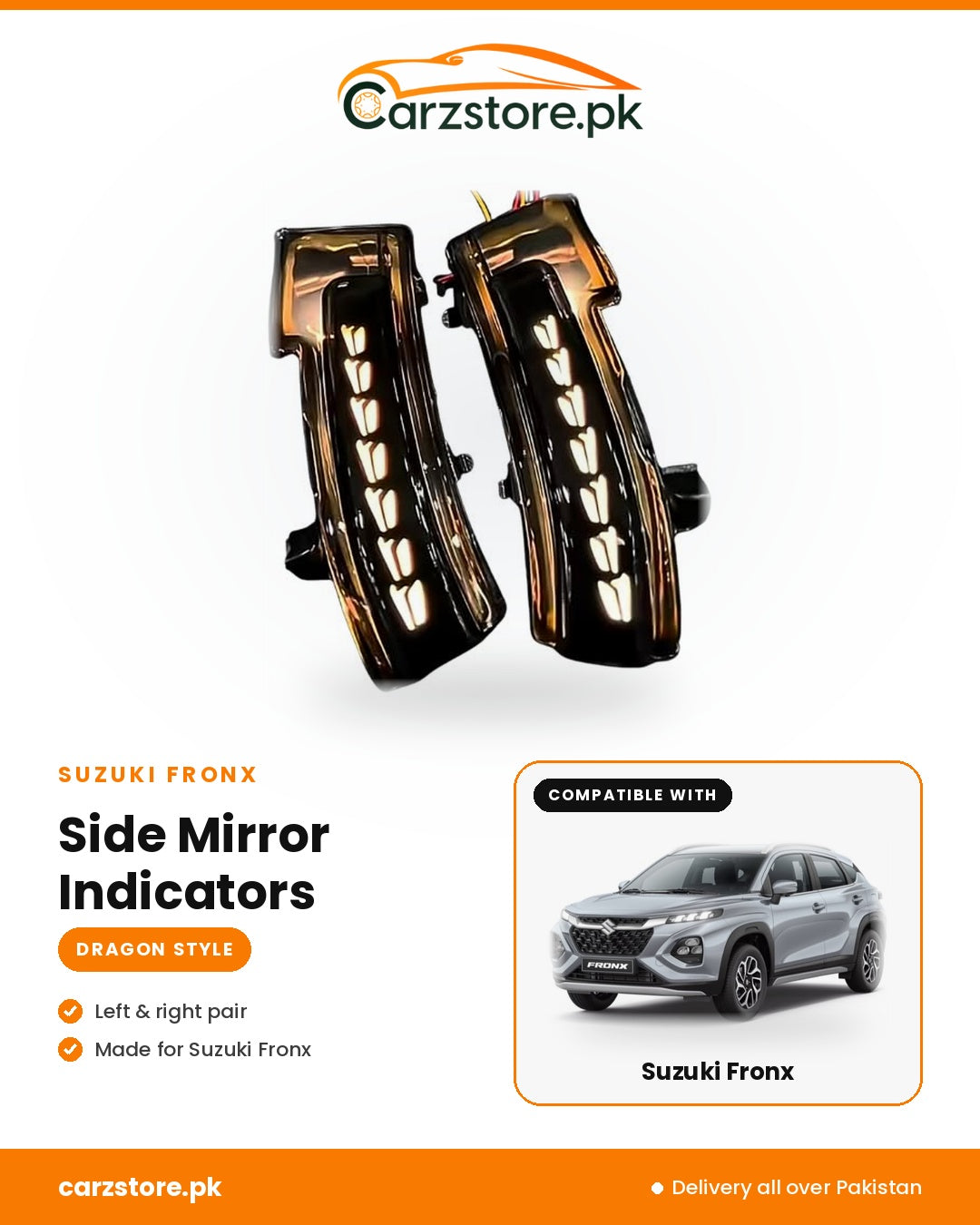Suzuki Fronx Side Mirror Indicators – Dragon Style sequential LED