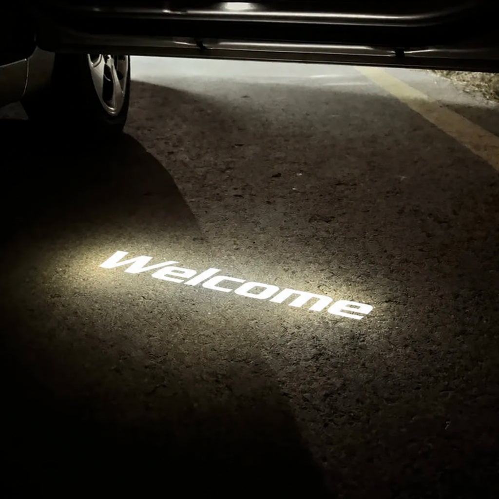 welcome door logo lights