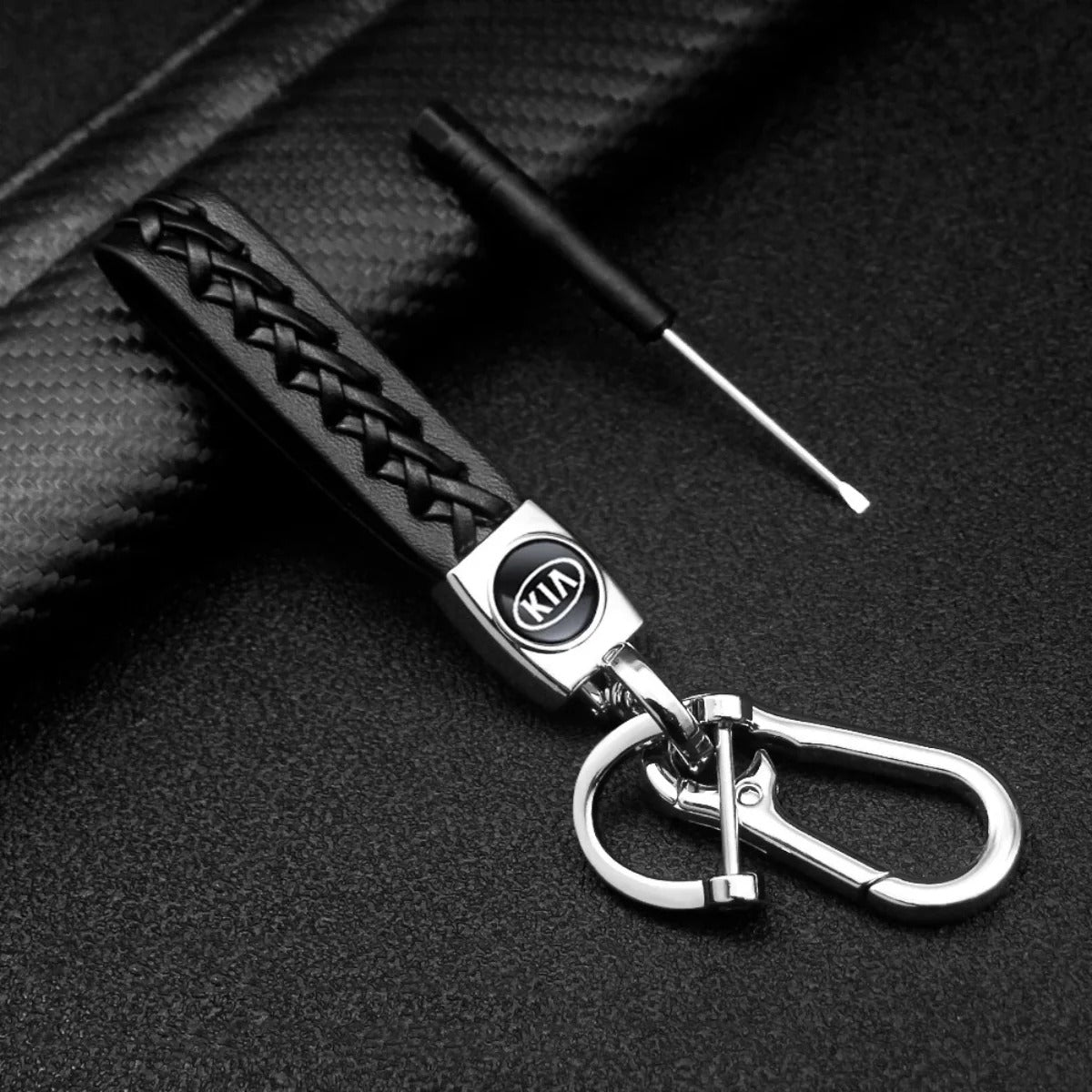 Kia Leather Key Chain with Metal Logo