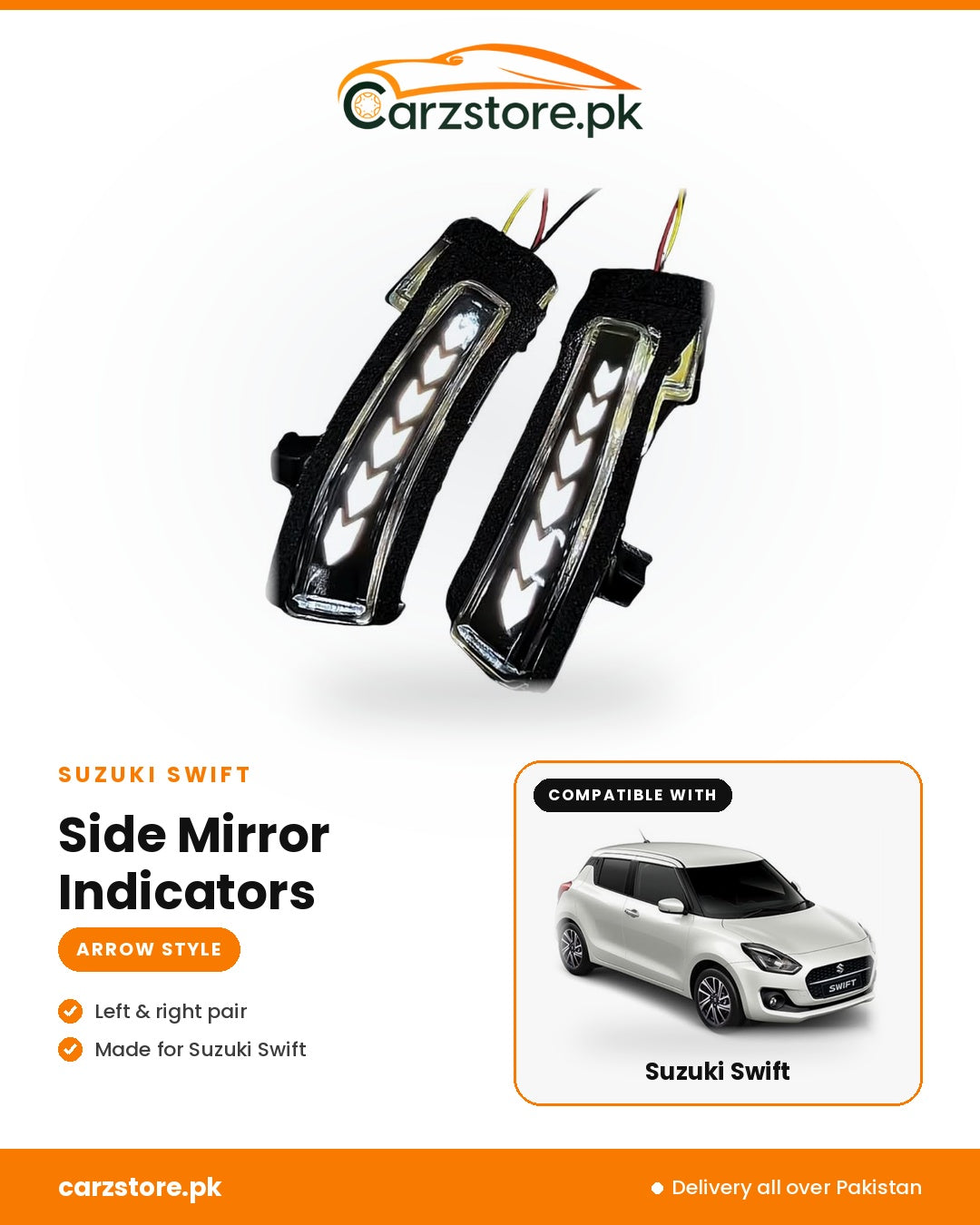 Suzuki Swift Side Mirror Indicators – Arrow Style sequential LED