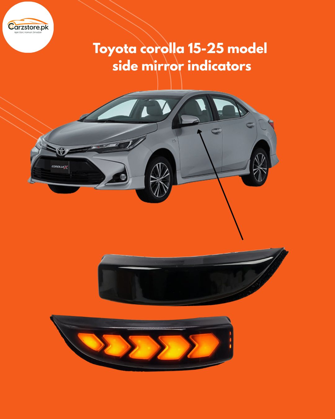 Toyota corolla side mirror indicators 2015 to 2025 model| arrow style