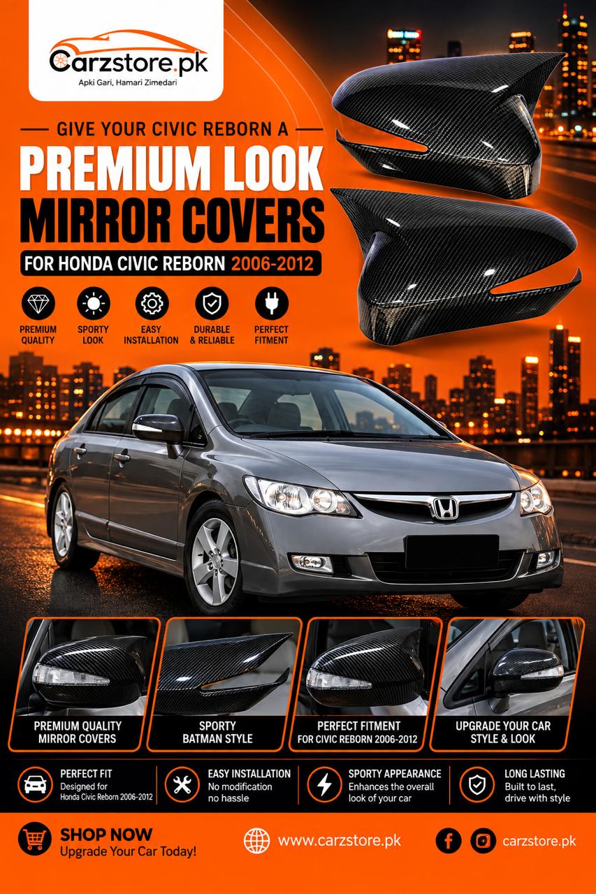 Honda Civic Reborn 2006–2012 Batman style side mirror covers – Carbon Fiber