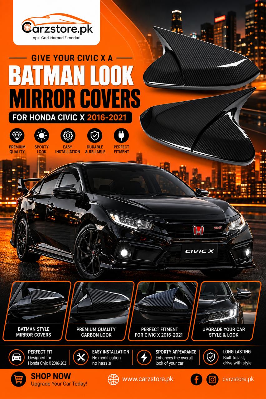 Honda Civic X 2016–2021 Batman style side mirror covers – Carbon Fiber