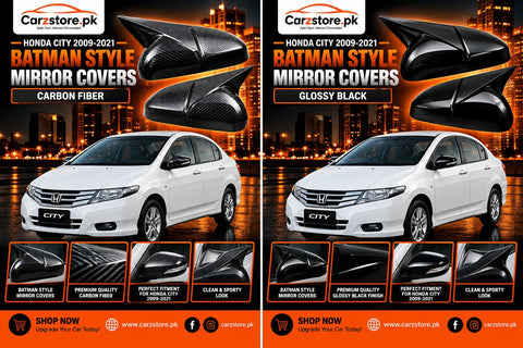 Honda City 2009–2021 Batman style side mirror covers – Glossy Black
