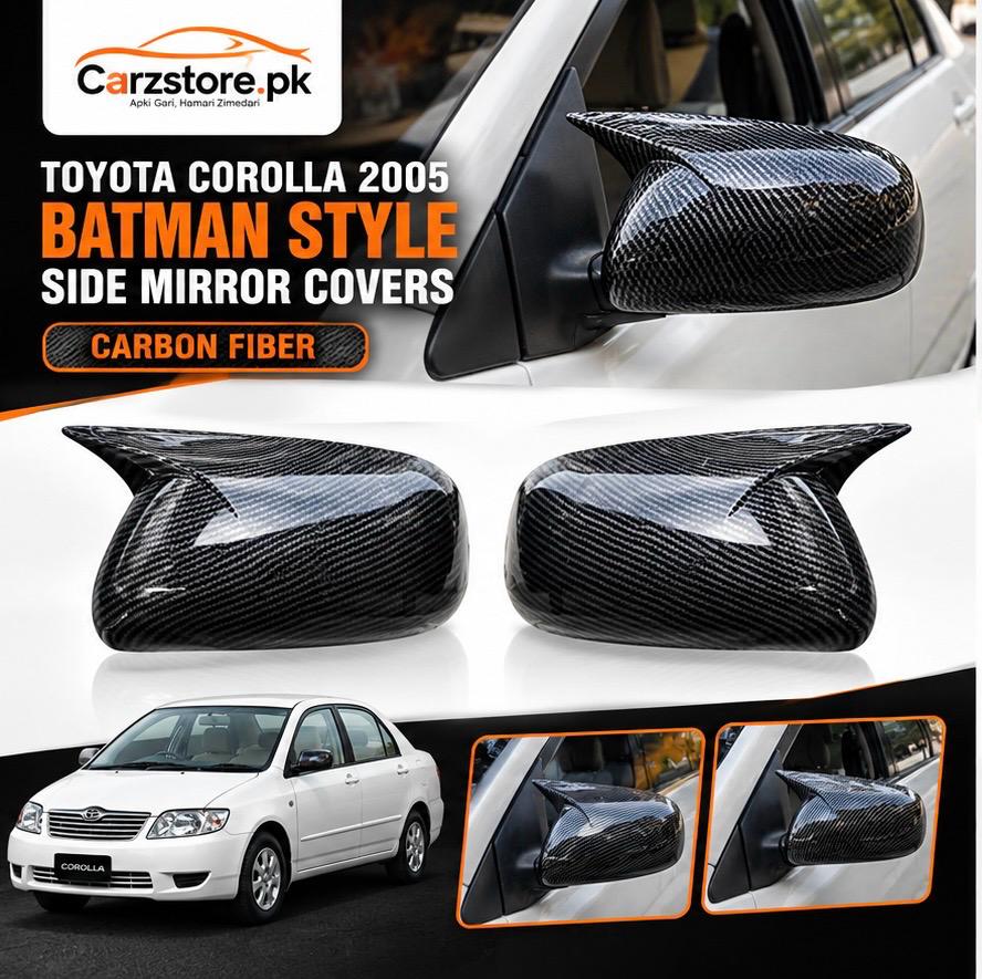 Toyota Corolla 2002–2008 Batman style side mirror covers – Carbon Fiber