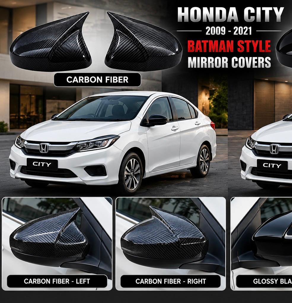 Honda City New 2021–2025 Batman style side mirror covers – Carbon Fiber
