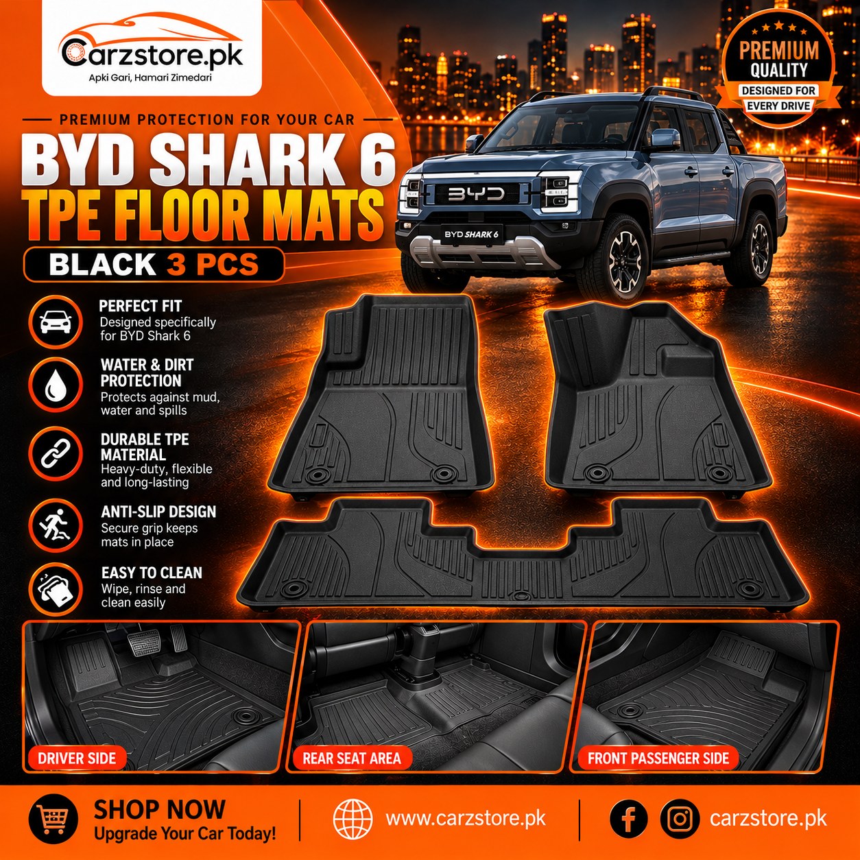 BYD Shark 6 TPE floor mats