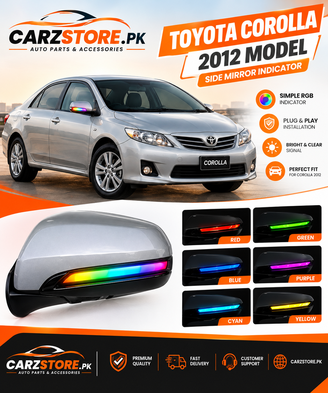 Toyota Corolla Side Mirror Indicator Rgb 2009 - 2014