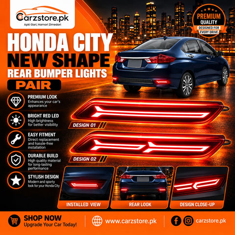 Honda City new shape rear bumper LED lights pair in 2 designs
