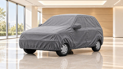 ICONIC non-woven car top cover on a hatchback