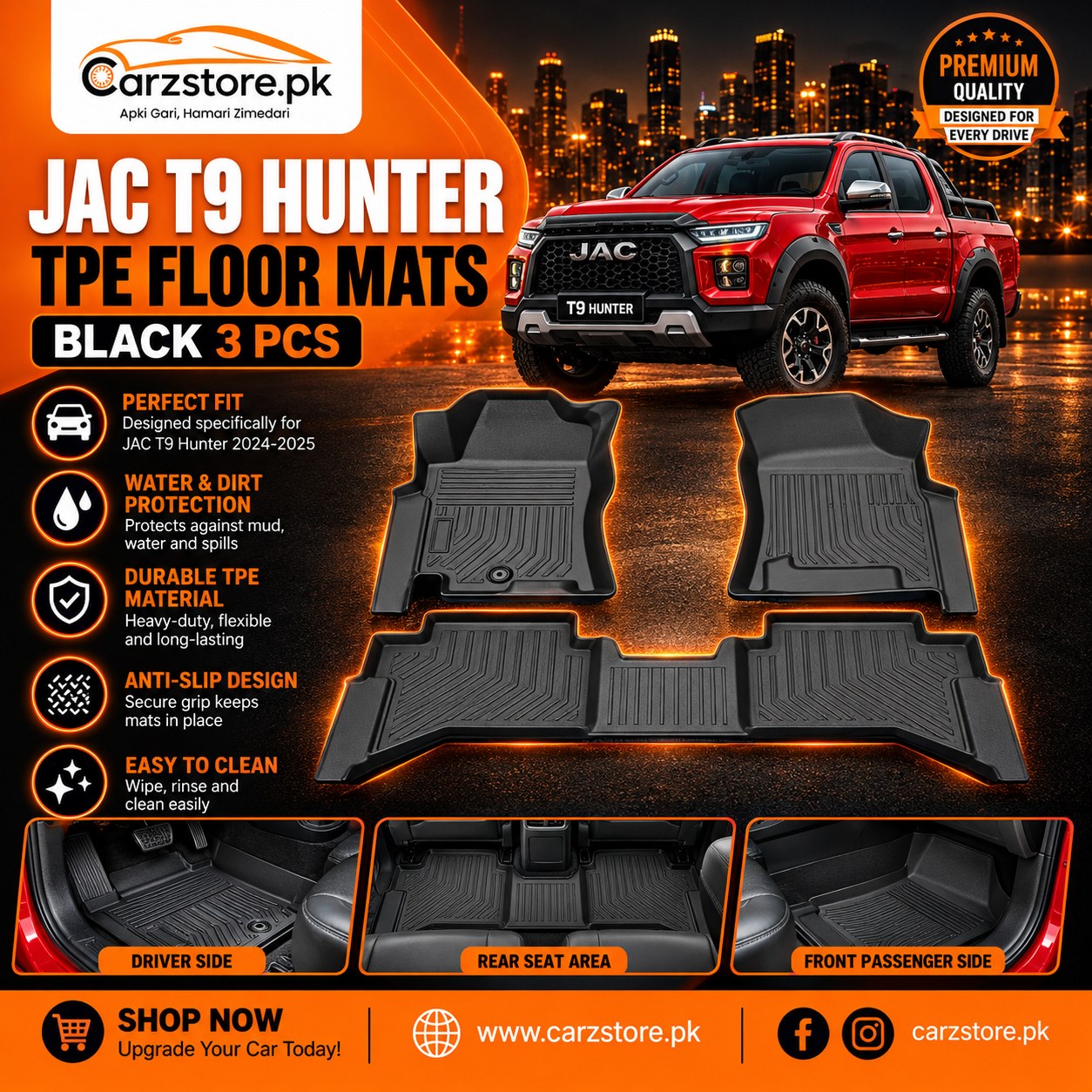 JAC T9 Hunter TPE floor mats