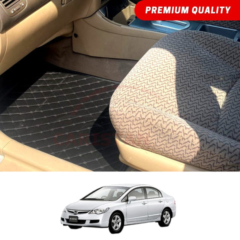 Honda Civic Reborn 7D Floor Mats Black Model 2006-2011