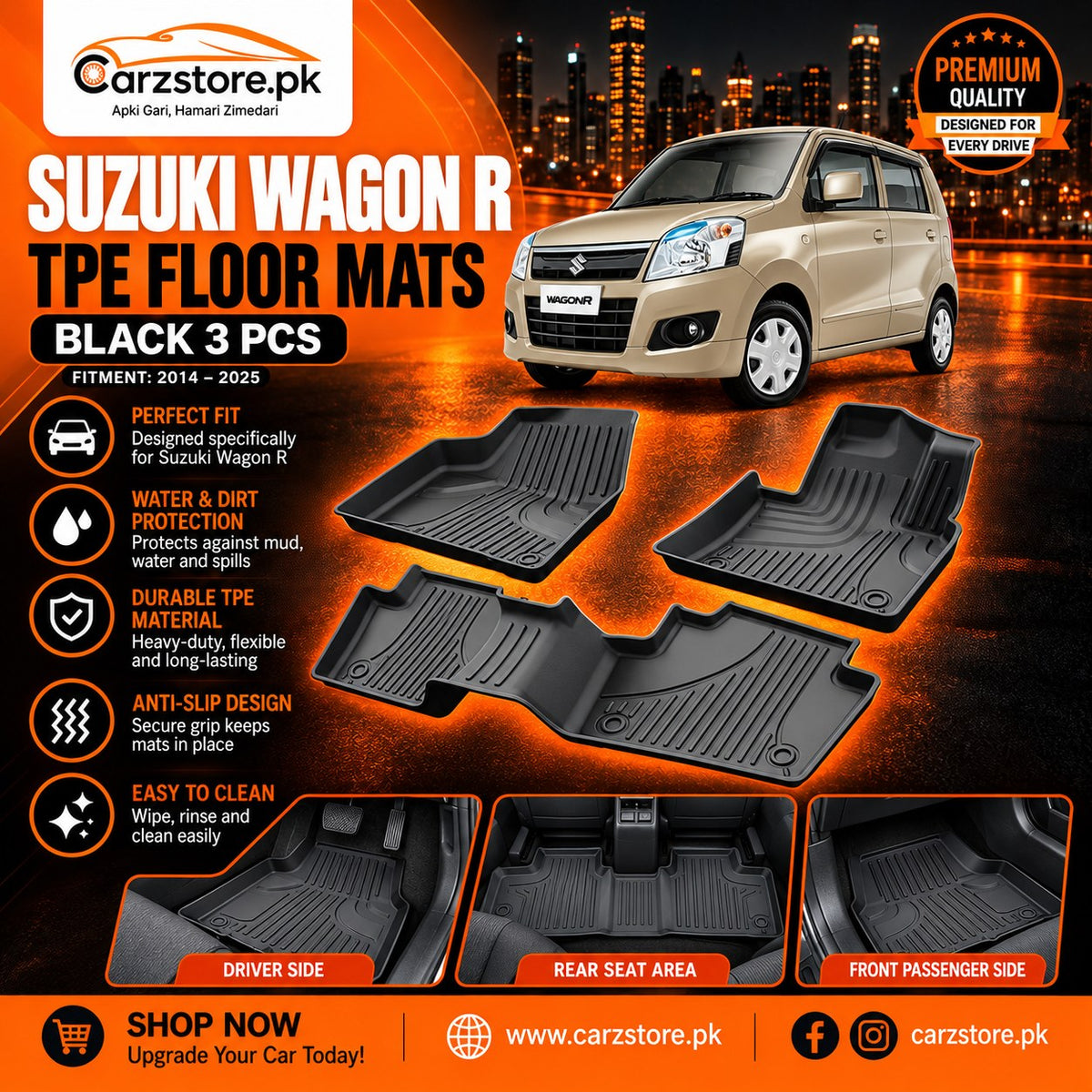 Suzuki Wagon R 2014+ TPE floor mats