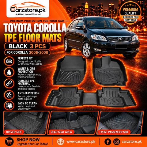 Toyota Corolla 2006–2008 TPE floor mats black 3 pcs