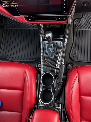 Toyota Corolla carbon fiber centre console trim – top view