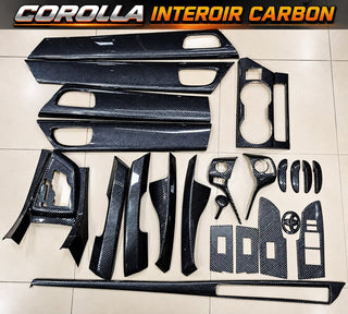 Complete Toyota Corolla carbon fiber interior trim set – all pieces