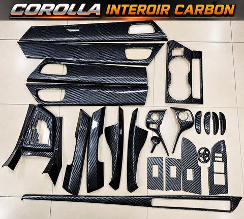 Complete Toyota Corolla carbon fiber interior trim set – all pieces