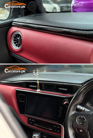 Corolla carbon fiber dashboard trim close-up details