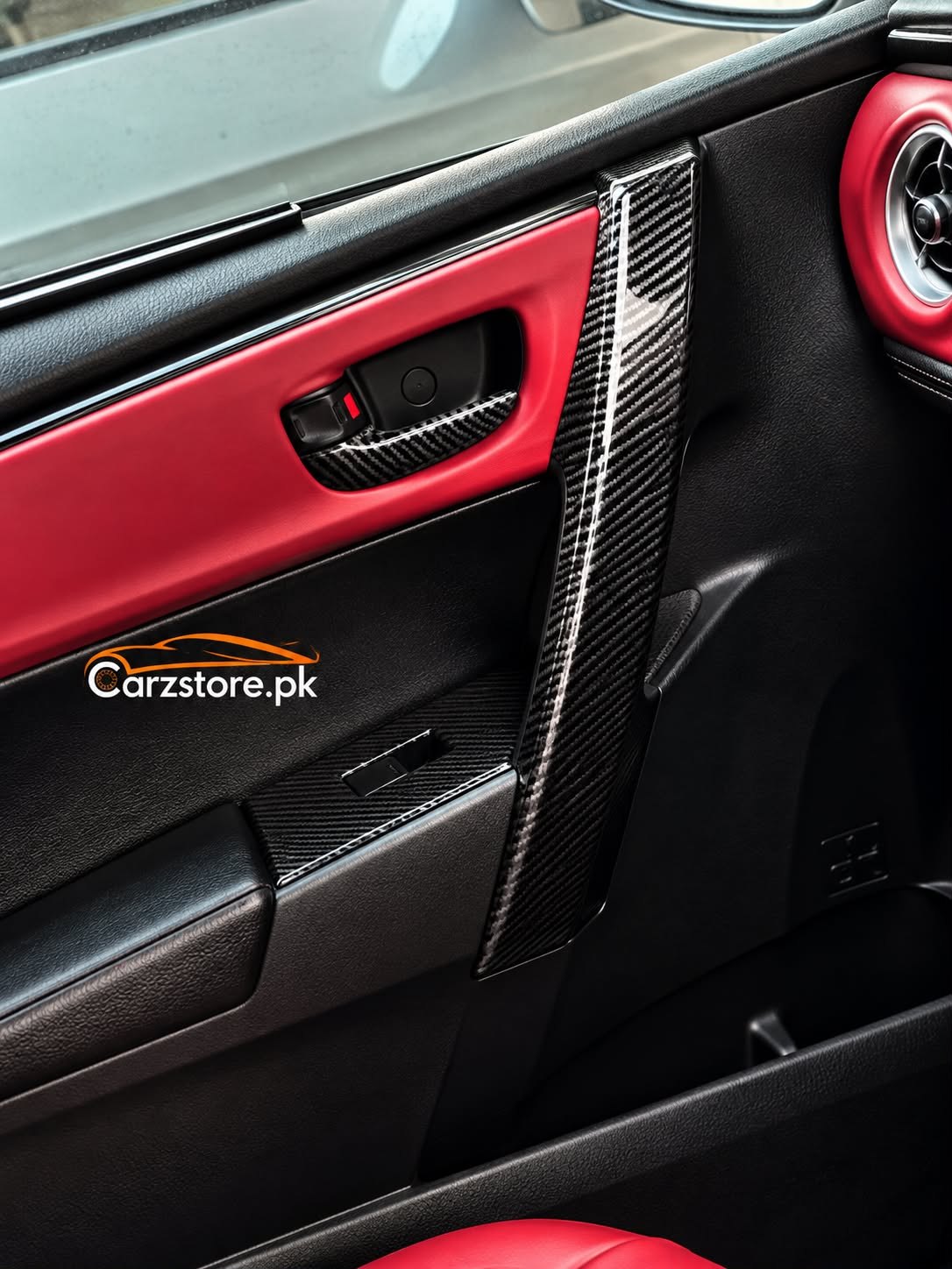 Toyota Corolla carbon fiber front door panel trim