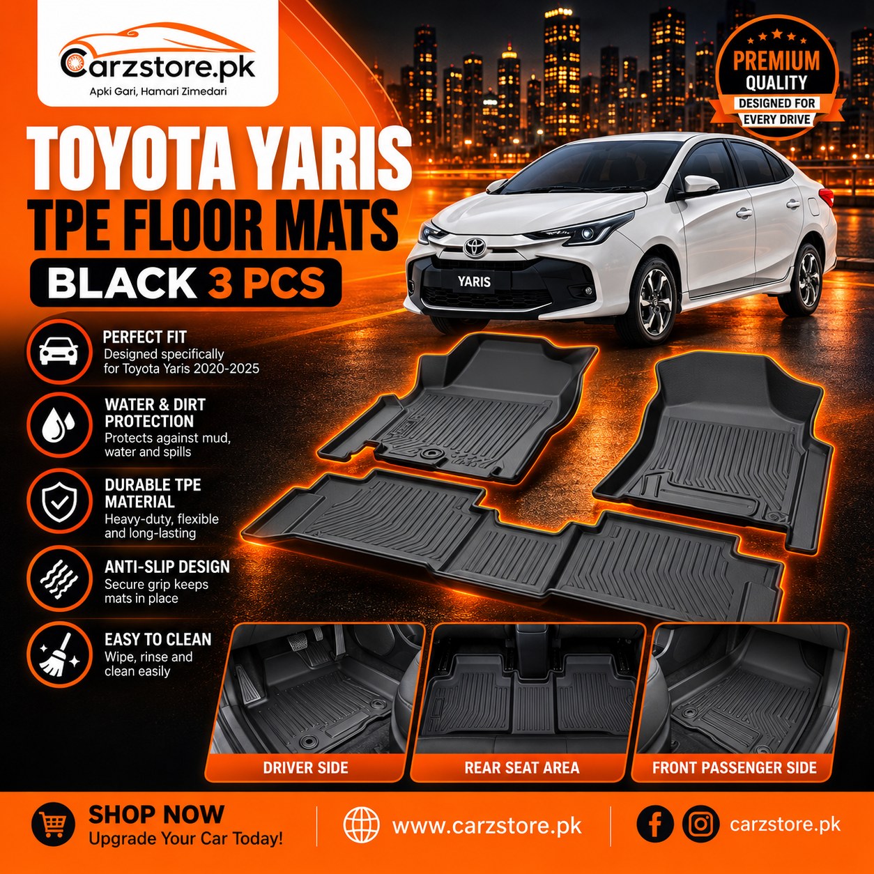 Toyota Yaris 2020–2025 TPE floor mats