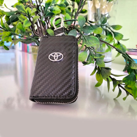 Carbon fiber textured Car Key Case Pouch Toyota with logo