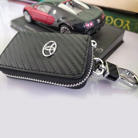 Carbon fiber textured Car Key Case Pouch Toyota with logo